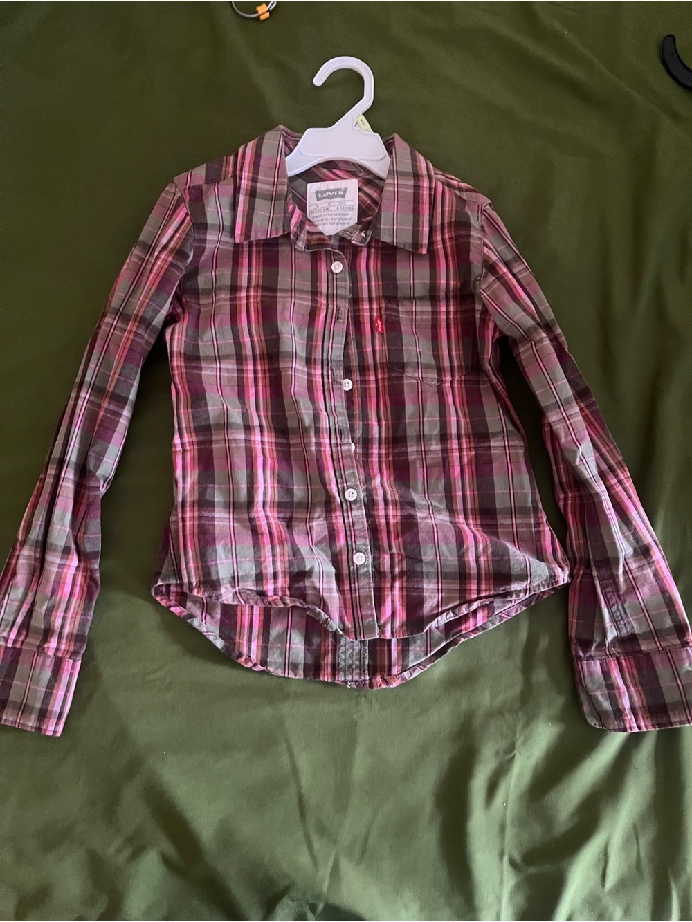 Levi's Pink and Green Plaid Button-Down Shirt
